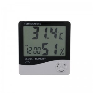 Home Office Car Temperature Humidity Meter Time Display and Built-in Clock with Large LCD Display Thermometer Hygrometer