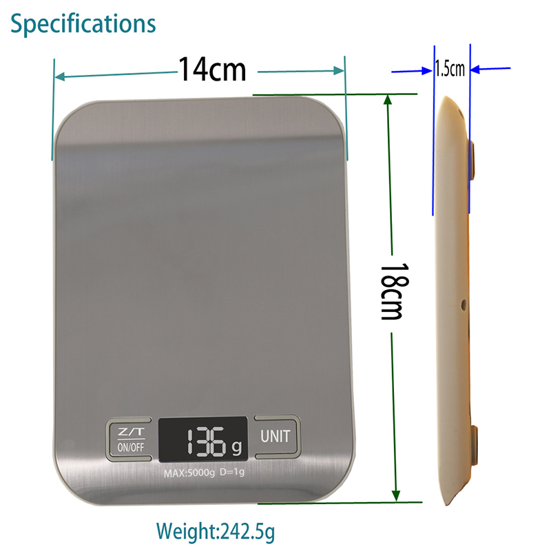 Stainless Platform Household Kitchen Food Weighing Electronic Scale 5kg