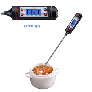 Family Electronic Stainless Steel Sheet Blue Backlight BBQ Thermometer for Cooking