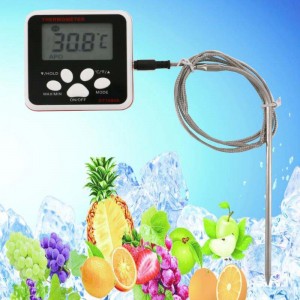 Digital Food Thermometer with Stainless Steel Probe LCD Display Instant Read Screen